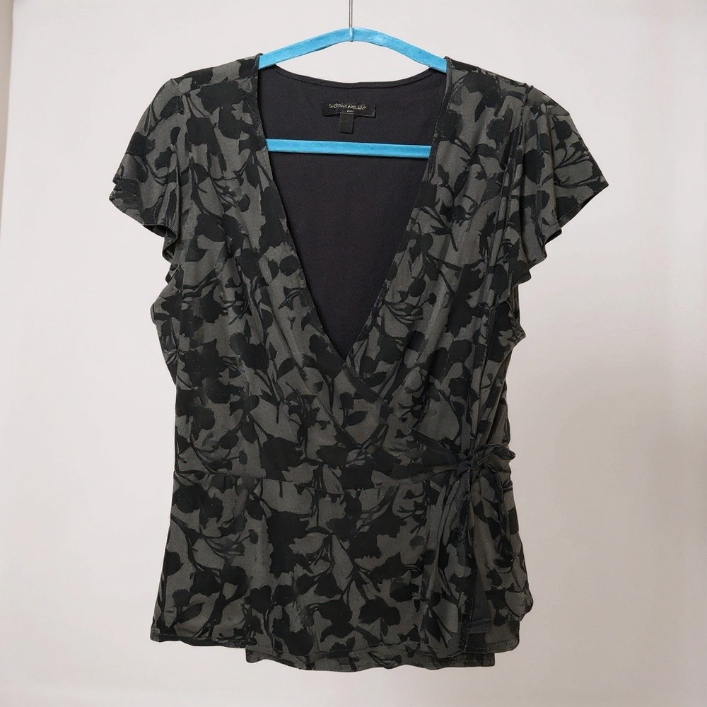 Banana Republic Black Floral Blouse very flattering .